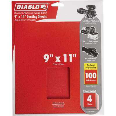 Diablo 9 In. x 11 In. 100 Grit Medium Sandpaper (4-Pack)