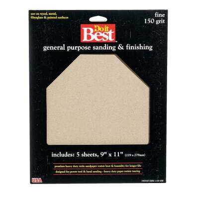 Do it Best General Purpose 9 In. x 11 In. 150 Grit Fine Sandpaper (5-Pack)